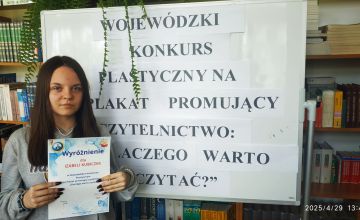 WYRÓŻNIENIE dla IZABELI KUBICZEK
W KONKURSIE WOJEWÓDZIM: 
„Dlaczego warto czytać?”
